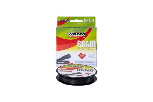 BRAIDED LINE WIZARD BRAID TEFLON, DARK GREY, 135M, 0,08MM