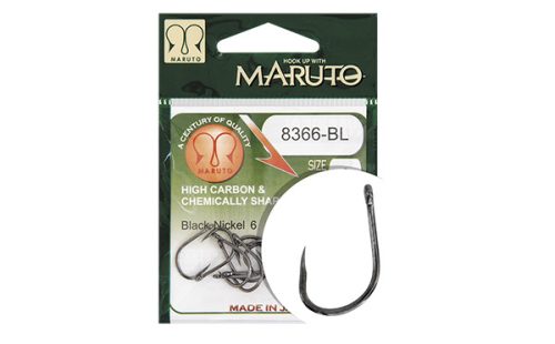 MARUTO HOROG 8366BL CARP HOOKS BARBLESS STRAIGHT EYE FORGED REVERSED RINGED HC BLACK NICKEL 10