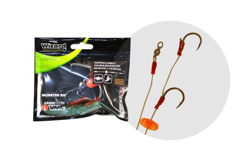 WIZARD MONSTER SURFACE LIVEBAIT DOUBLE BRAIDED RIG 9/0+11/0 ROUND