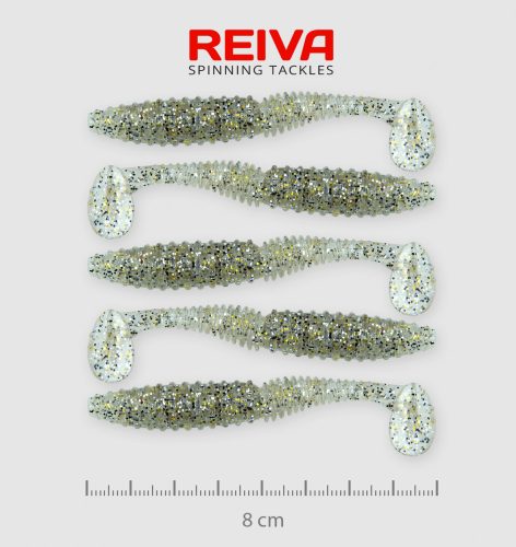 REIVA Zander Power Shad 8cm 5db/cs (Salt and Pepper)