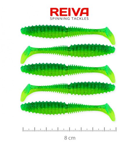 REIVA Zander Power Shad 8cm 5db/cs (Poison Green)