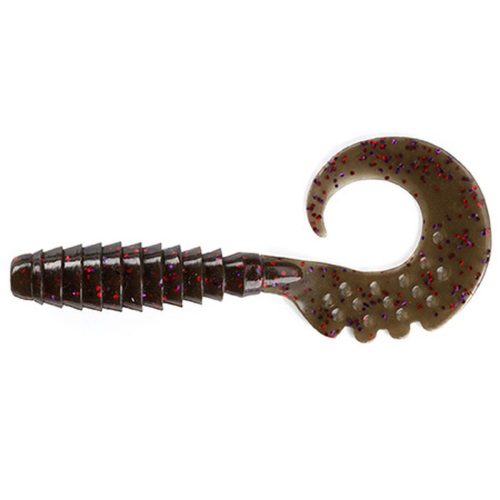 FISHUP_FANCY GRUB 1 (12PCS.), #050 - GREEN PUMPKIN BROWN/RED & PURPLE"